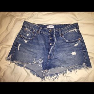 Zara Distressed Denim Shorts